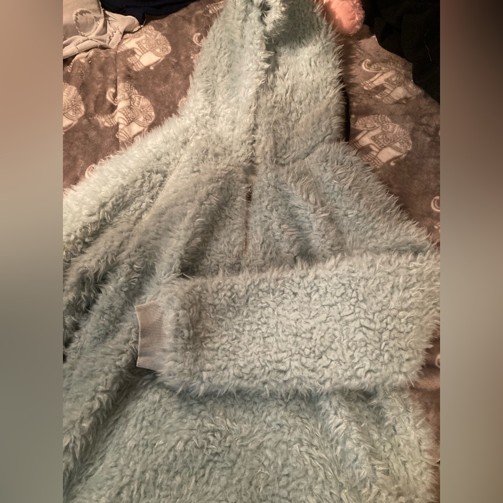 fuzzy blue jacket